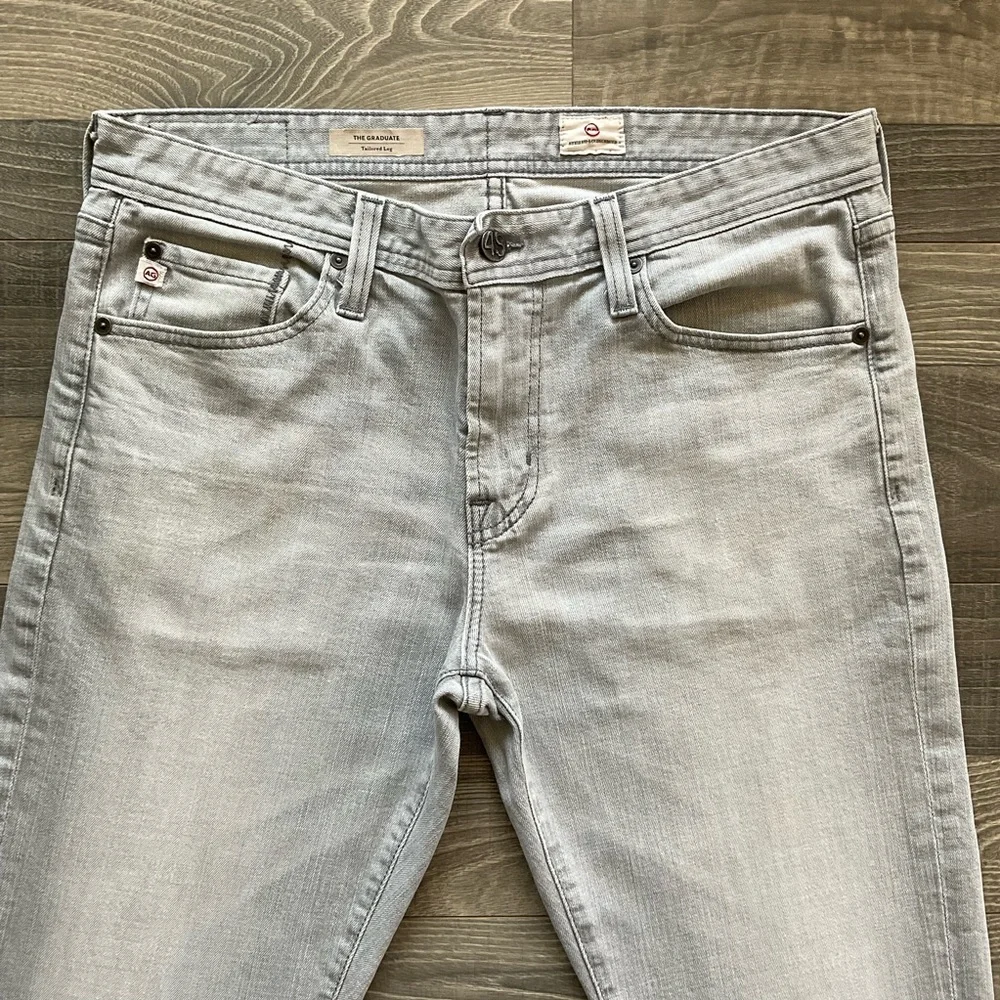 33x34 AG The Graduate Tailored Leg Jeans Mens Light Grey USA Adriano Goldschmied